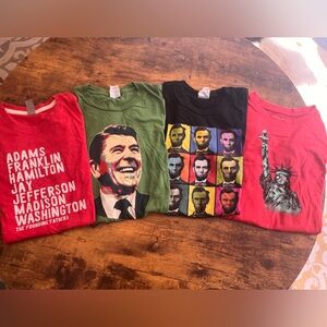Boys Patriotic Presidents T-Shirt Lot of 4 | Washington Lincoln Jefferson | SM&L